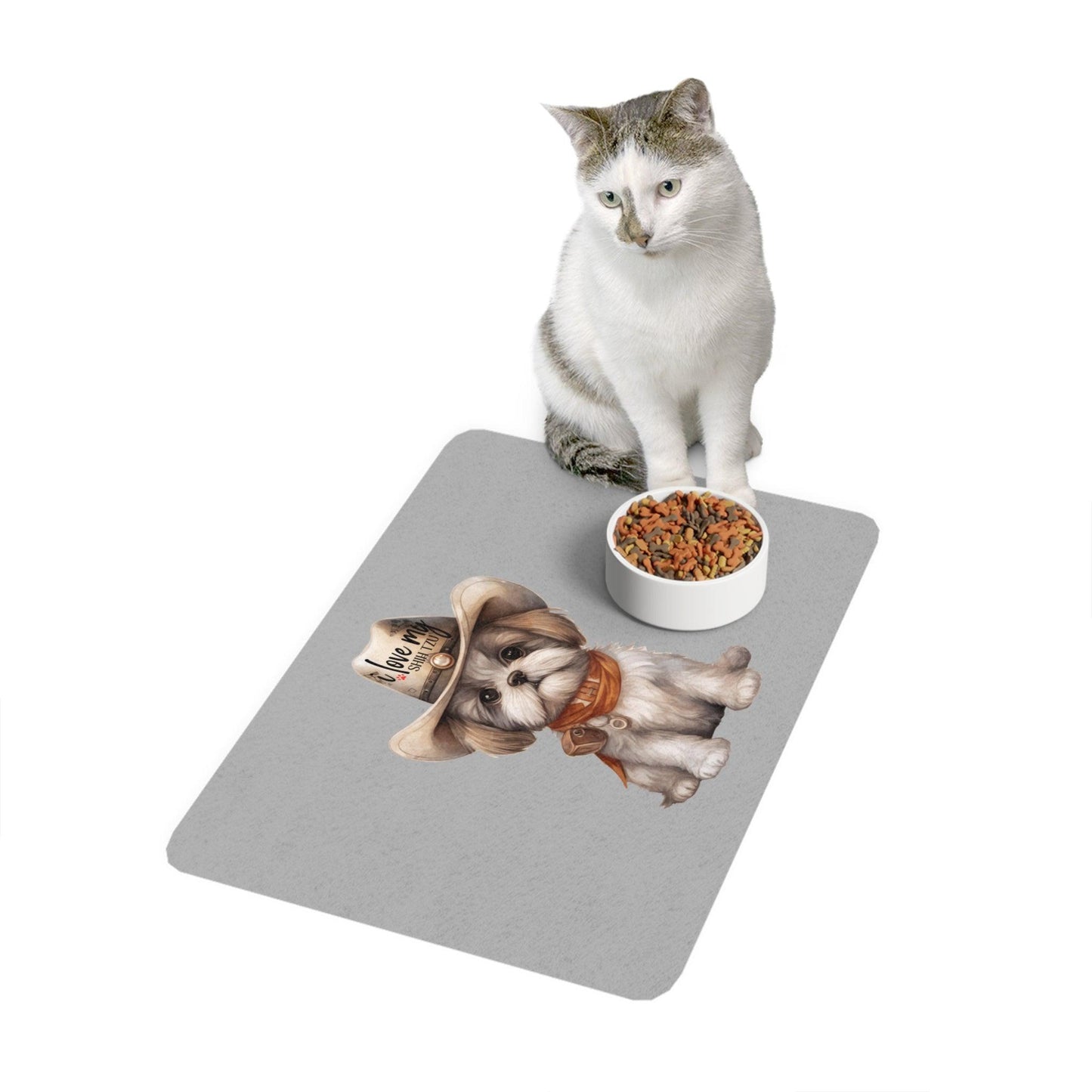 Cowboy Shih Tzu Pet Food Mat - Shih Tzu Gifts