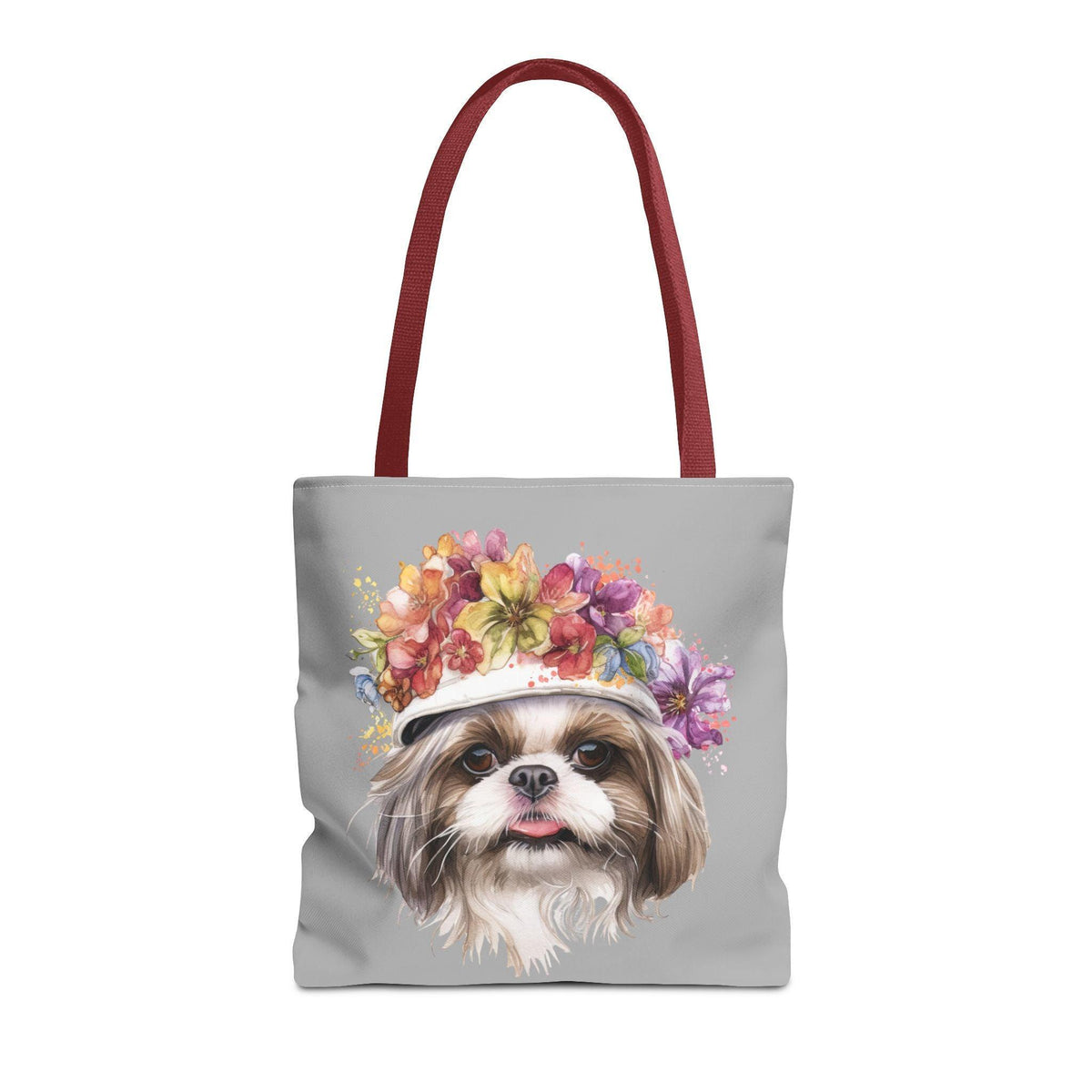 Shih Tzu With Flower Hat Tote Bag Light Grey - Shih Tzu Gifts