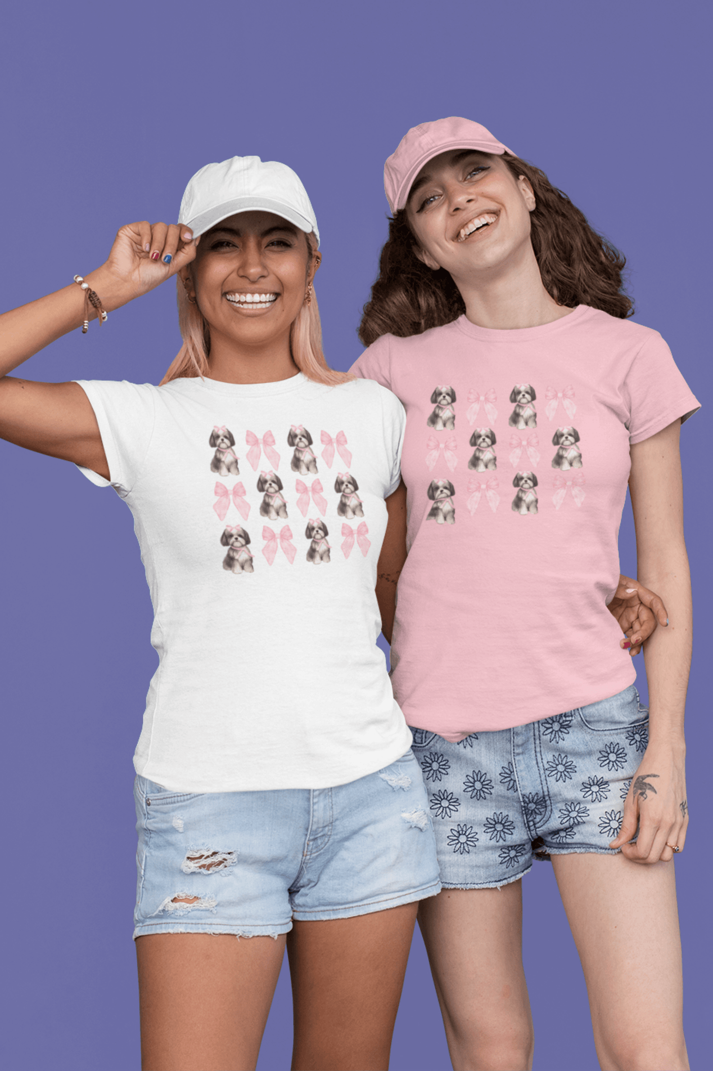 Shih Tzu With Pink Bows T-Shirt – Cute Gift for Shih Tzu Lovers