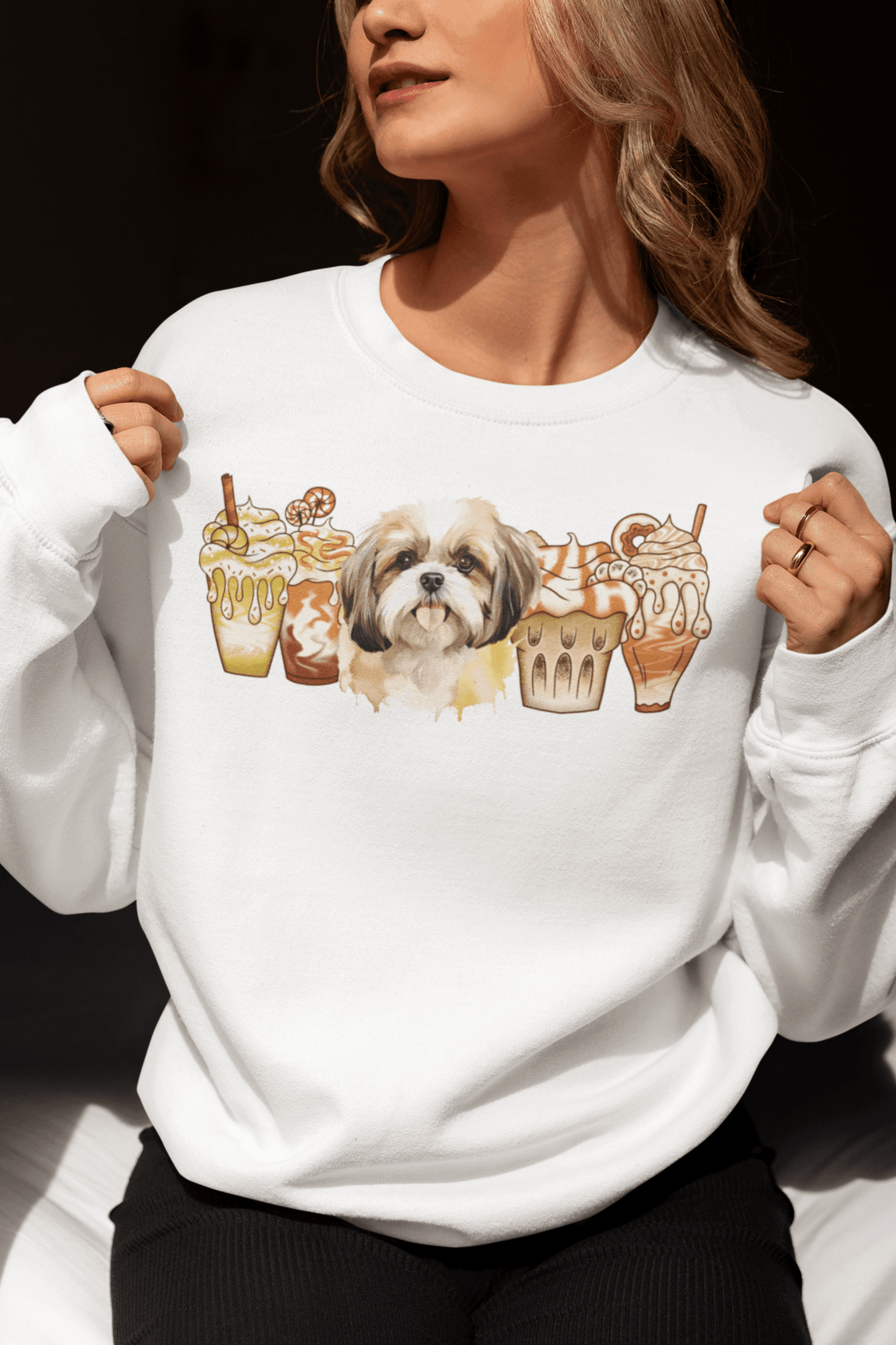 Shih Tzu With Ice Coffee Sweatshirt - Shih Tzu Gifts