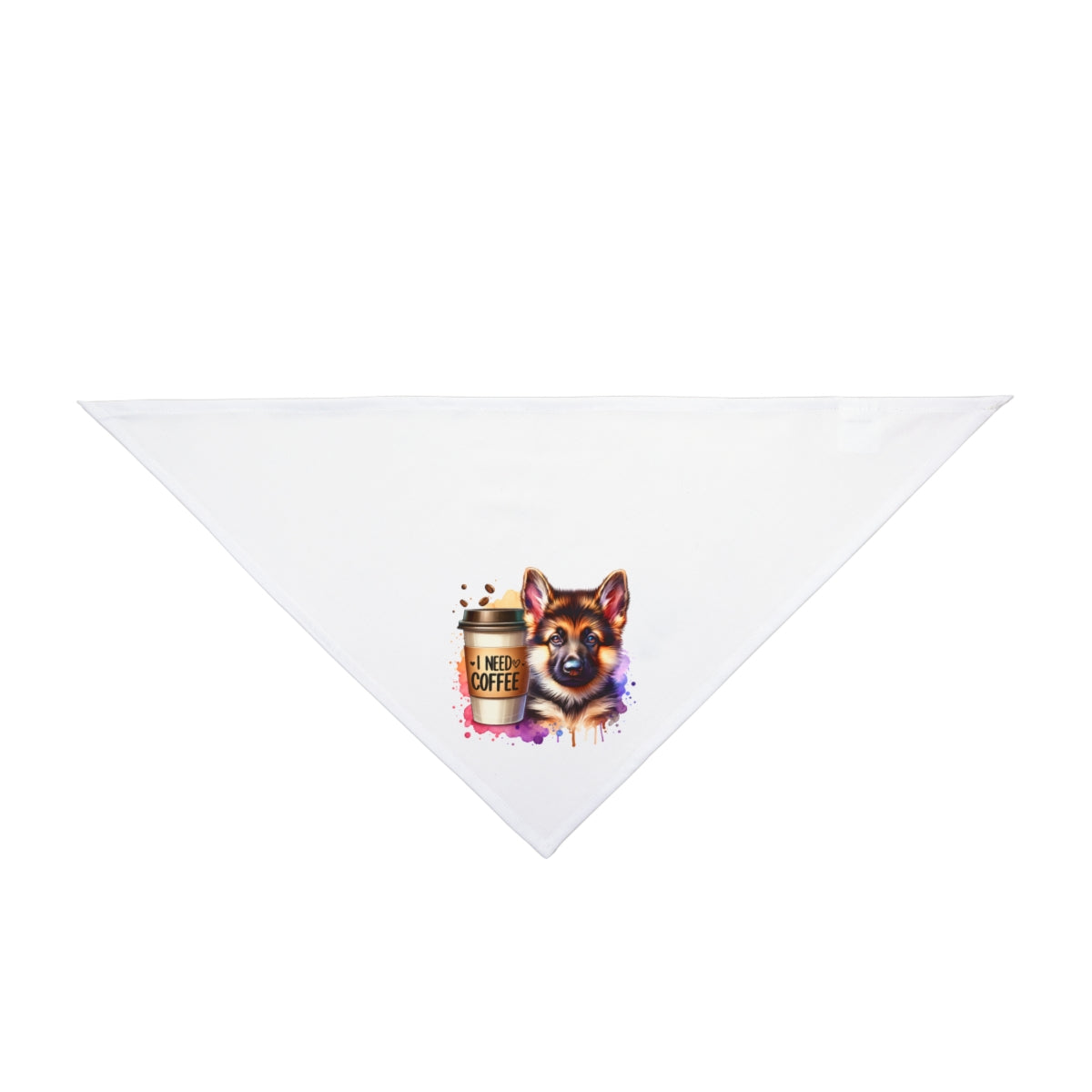 German Shepherd with Coffee Bandana – Fun Gift for Dog & Coffee Lovers