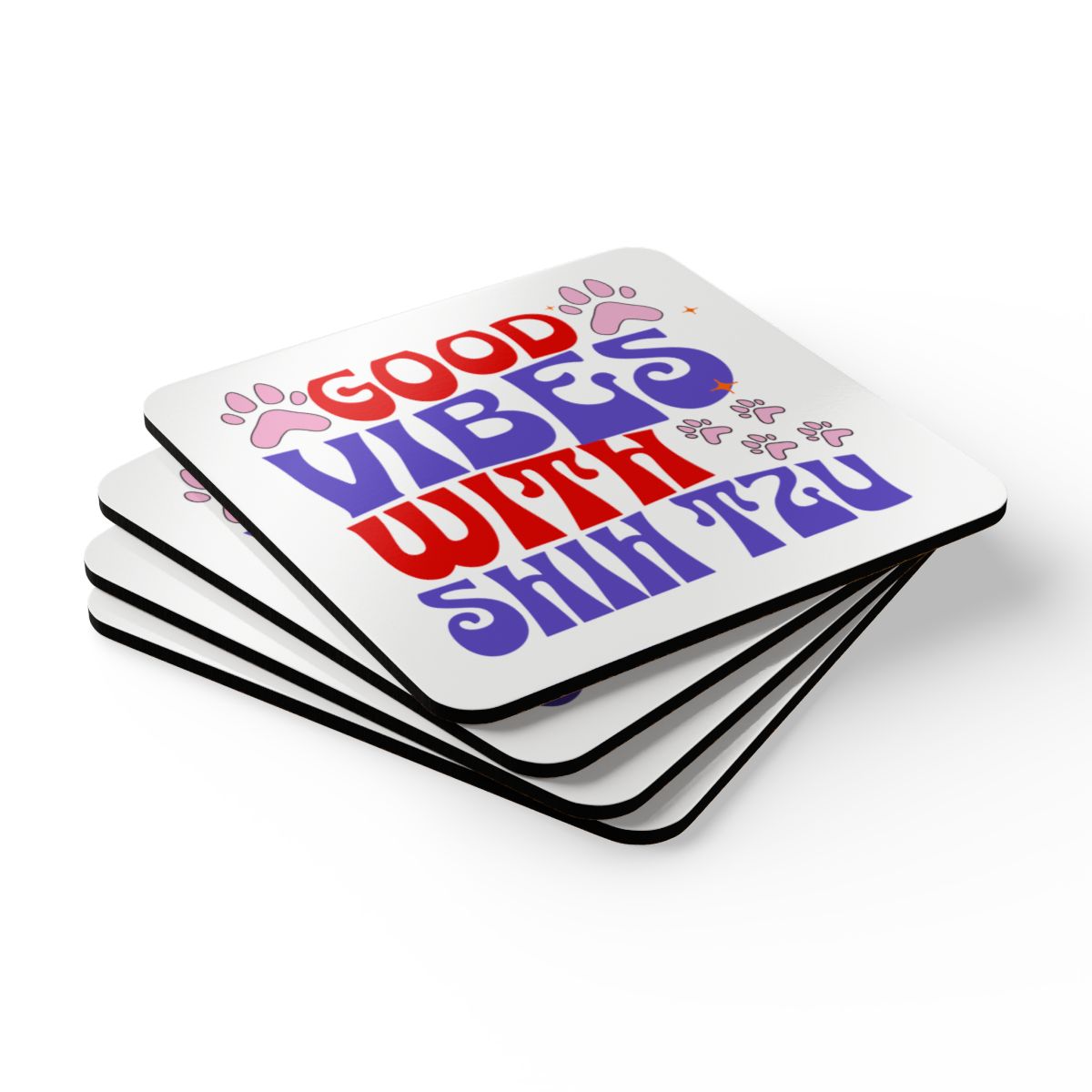 Good Vibes With Shih Tzu Coaster Set – Fun Gift for Dog Lovers