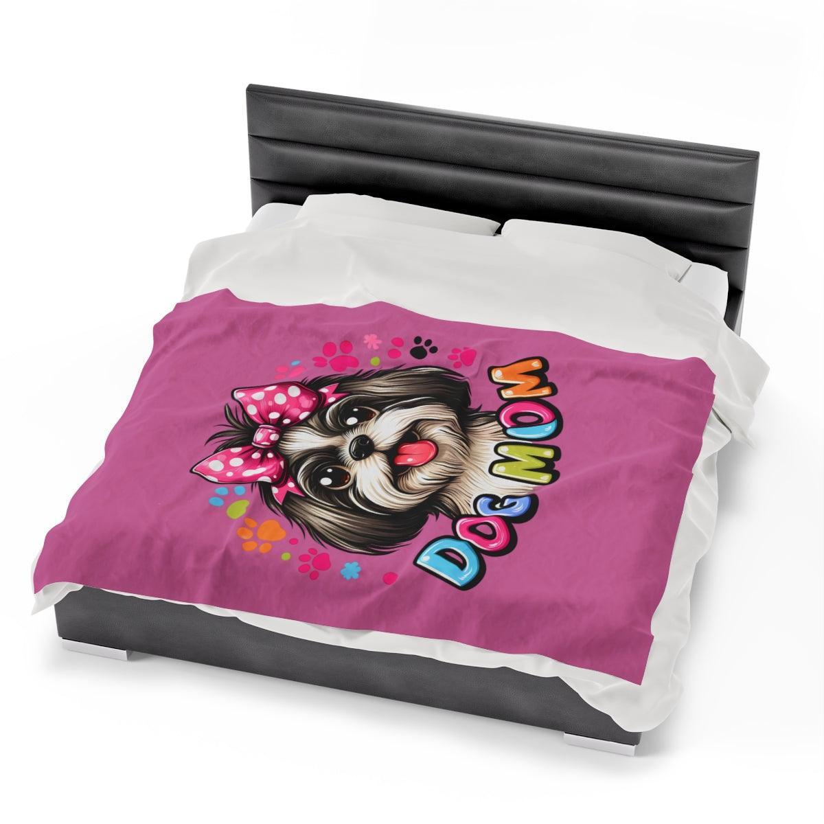 Shih Tzu Dog Mom Plush Blanket - Shih Tzu Gifts
