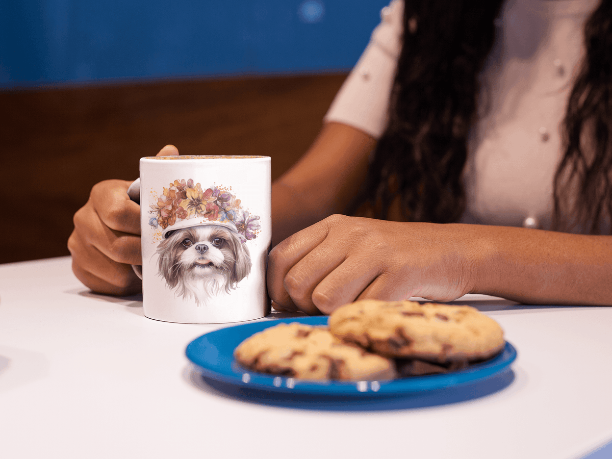 Shih Tzu With Flower Hat Ceramic Mug - Shih Tzu Gifts
