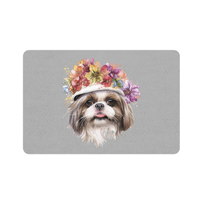 Shih Tzu With Flower Hat Pet Food Mat - Shih Tzu Gifts