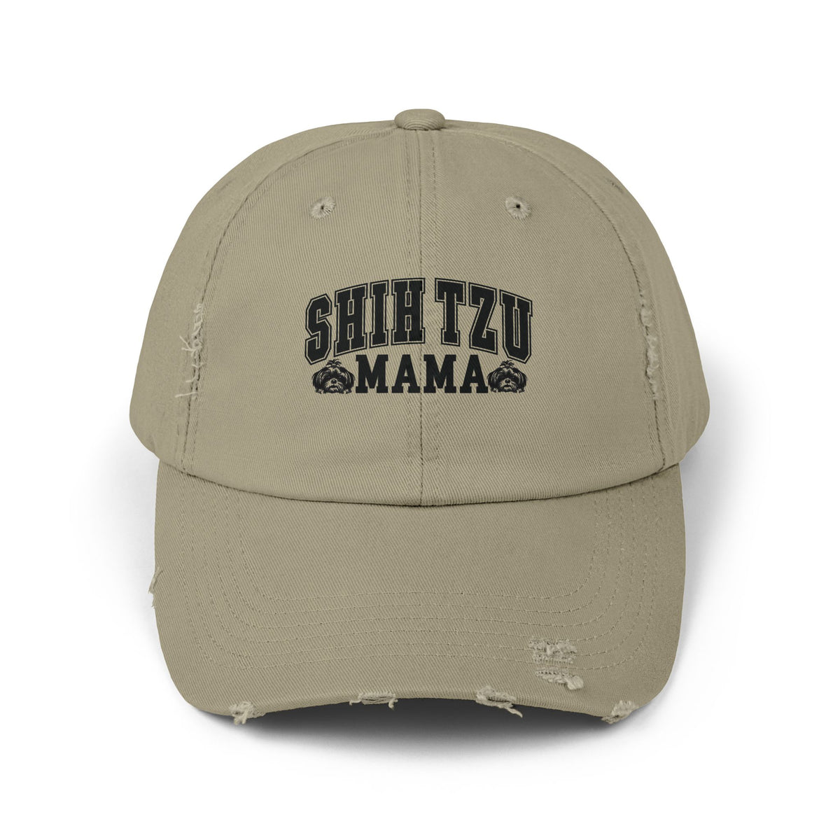 Shih Tzu Mama Distressed Hat – Adjustable Cotton Twill Cap