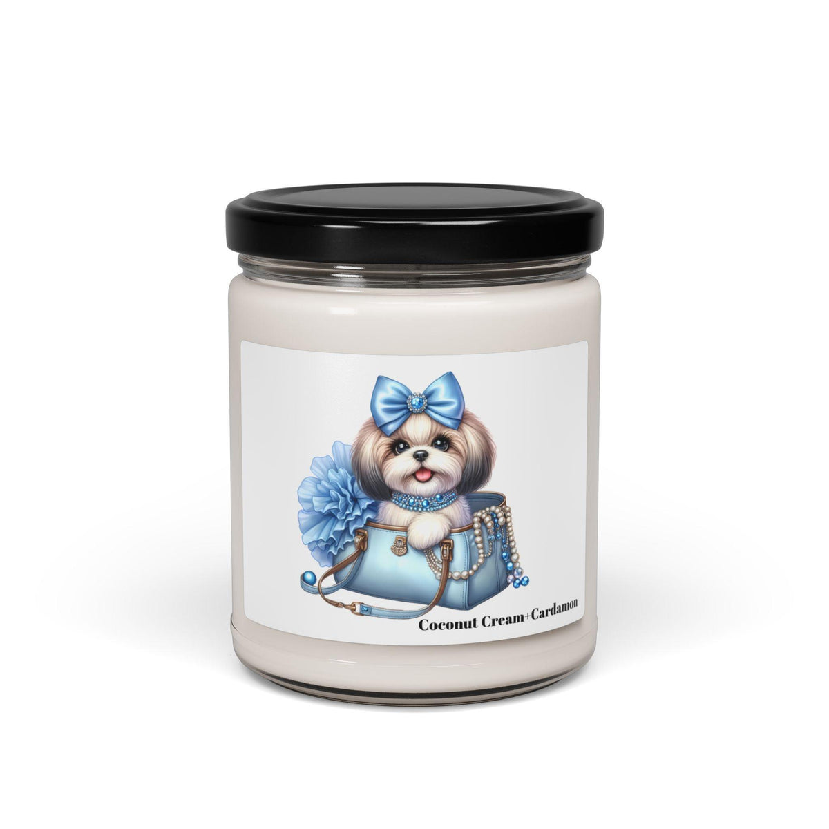 Blue Bow Shih Tzu Scented Soy Candle, 9oz - Shih Tzu Gifts