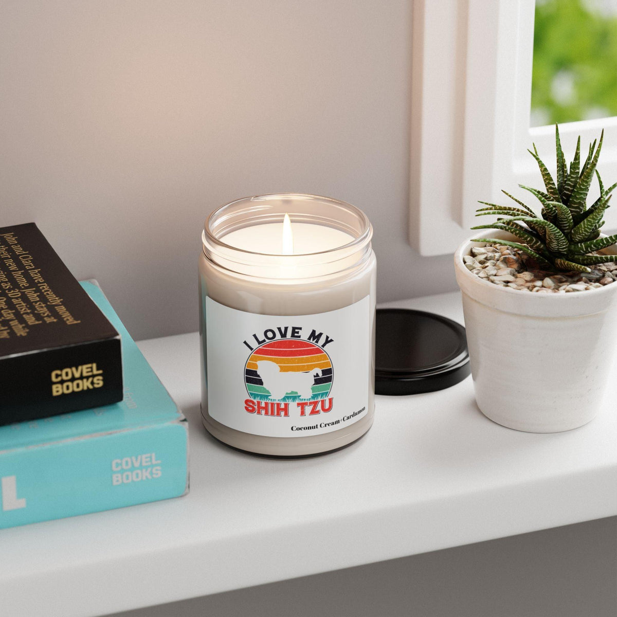 I Love My Shih Tzu With Rainbow Scented Soy Candle - Shih Tzu Gifts