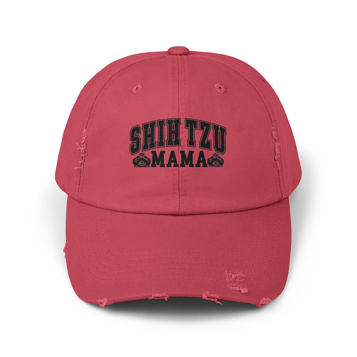 Shih Tzu Mama Distressed Hat – Adjustable Cotton Twill Cap