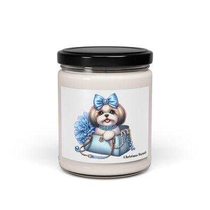 Blue Bow Shih Tzu Scented Soy Candle, 9oz - Shih Tzu Gifts