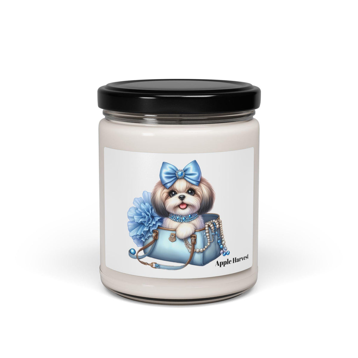 Blue Bow Shih Tzu Scented Soy Candle, 9oz - Shih Tzu Gifts