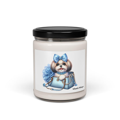 Blue Bow Shih Tzu Scented Soy Candle, 9oz - Shih Tzu Gifts