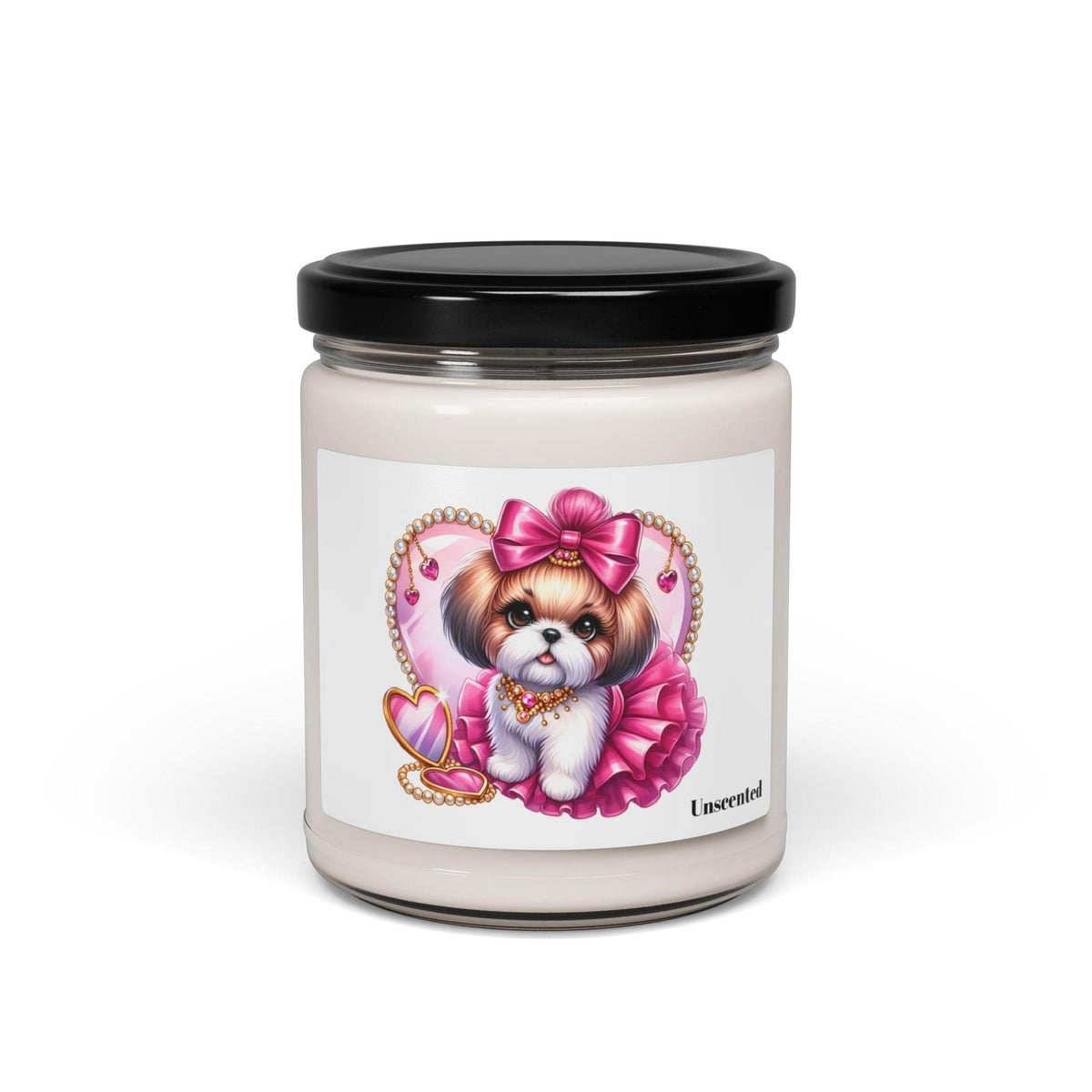 Pink Bow Shih Tzu Scented Soy Candle, 9oz - Shih Tzu Gifts
