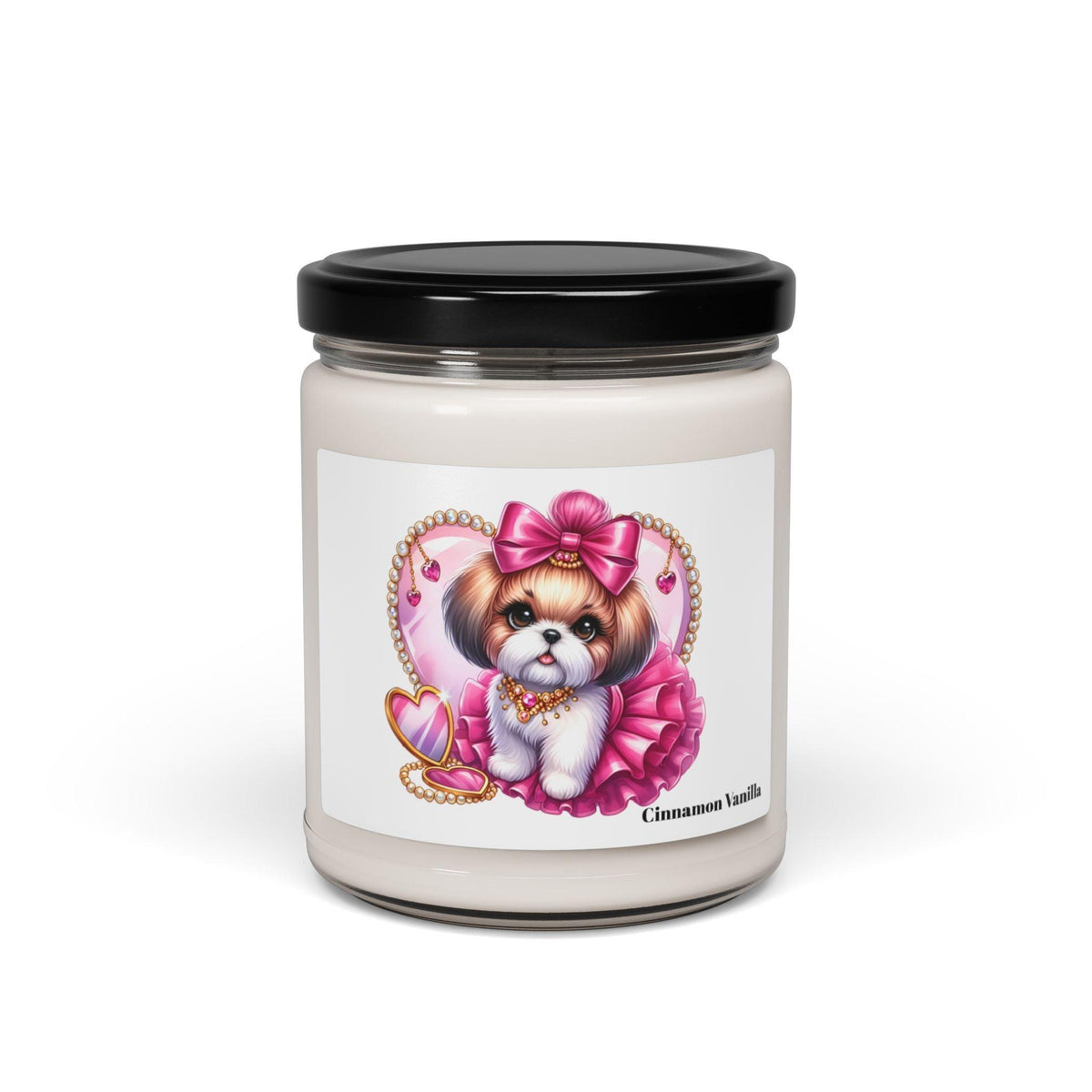 Pink Bow Shih Tzu Scented Soy Candle, 9oz - Shih Tzu Gifts
