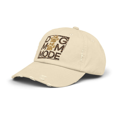 Dog Mom Mode Distressed Hat – Adjustable Cotton Twill Cap