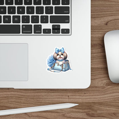 Blue Bow Shih Tzu Die-Cut Stickers - Shih Tzu Gifts