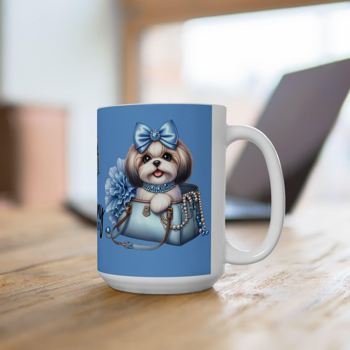 Blue Bow Shih Tzu Ceramic Mug - Shih Tzu Gifts