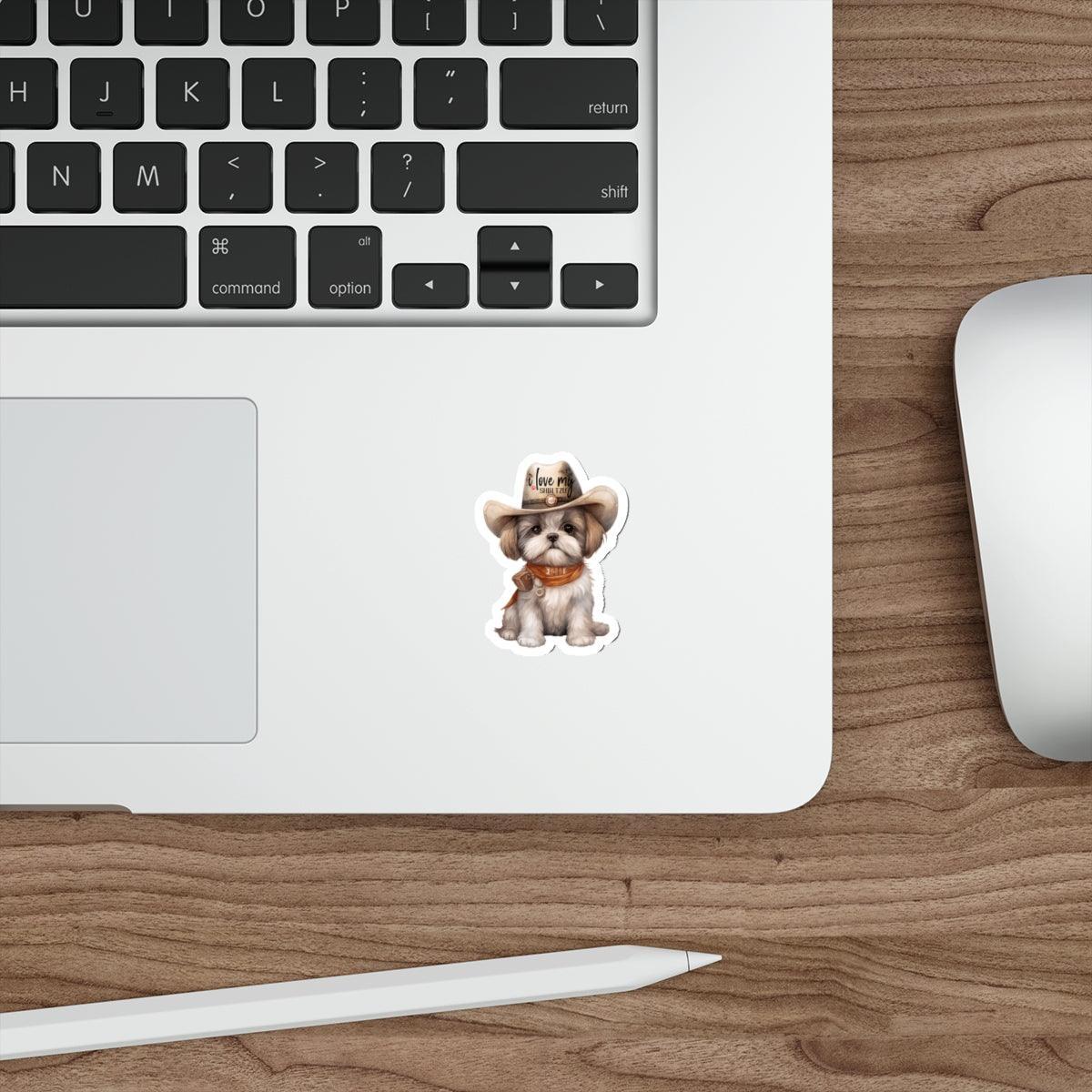 Cowboy Shih Tzu Die-Cut Stickers - Shih Tzu Gifts