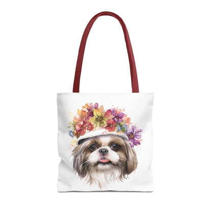 Shih Tzu With Flower Hat Tote Bag White - Shih Tzu Gifts