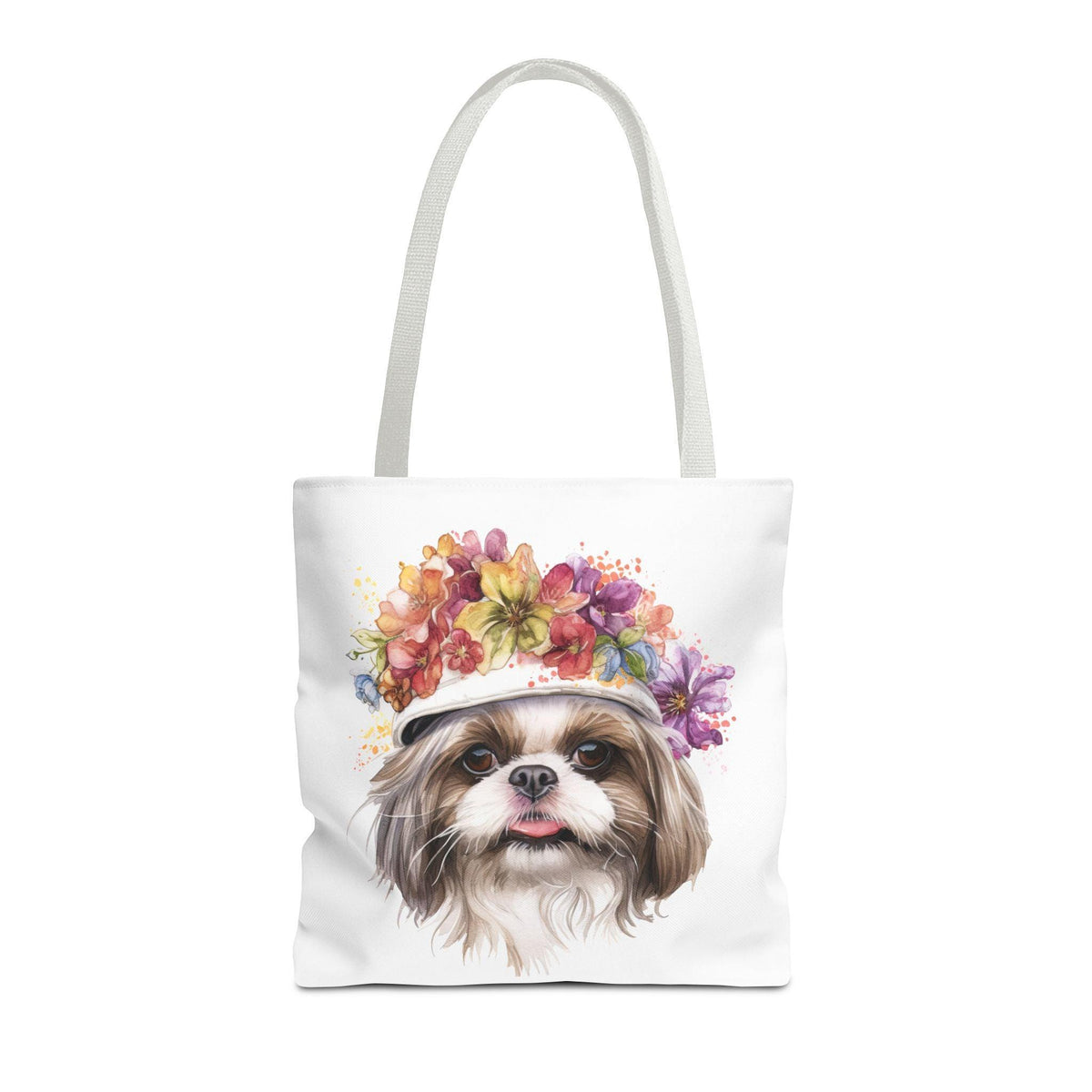 Shih Tzu With Flower Hat Tote Bag White - Shih Tzu Gifts