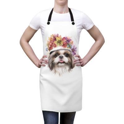 Shih Tzu With Flowers Hat Apron - Shih Tzu Gifts
