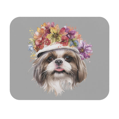 Shih Tzu With Flower Hat Mouse Pad - Shih Tzu Gifts