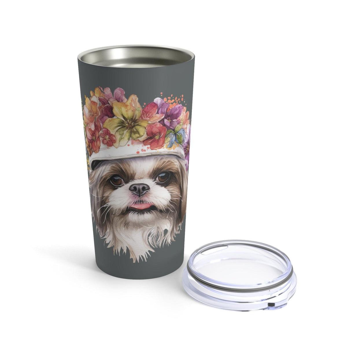 Shih Tzu With Flowers Hat Tumbler - Shih Tzu Gifts
