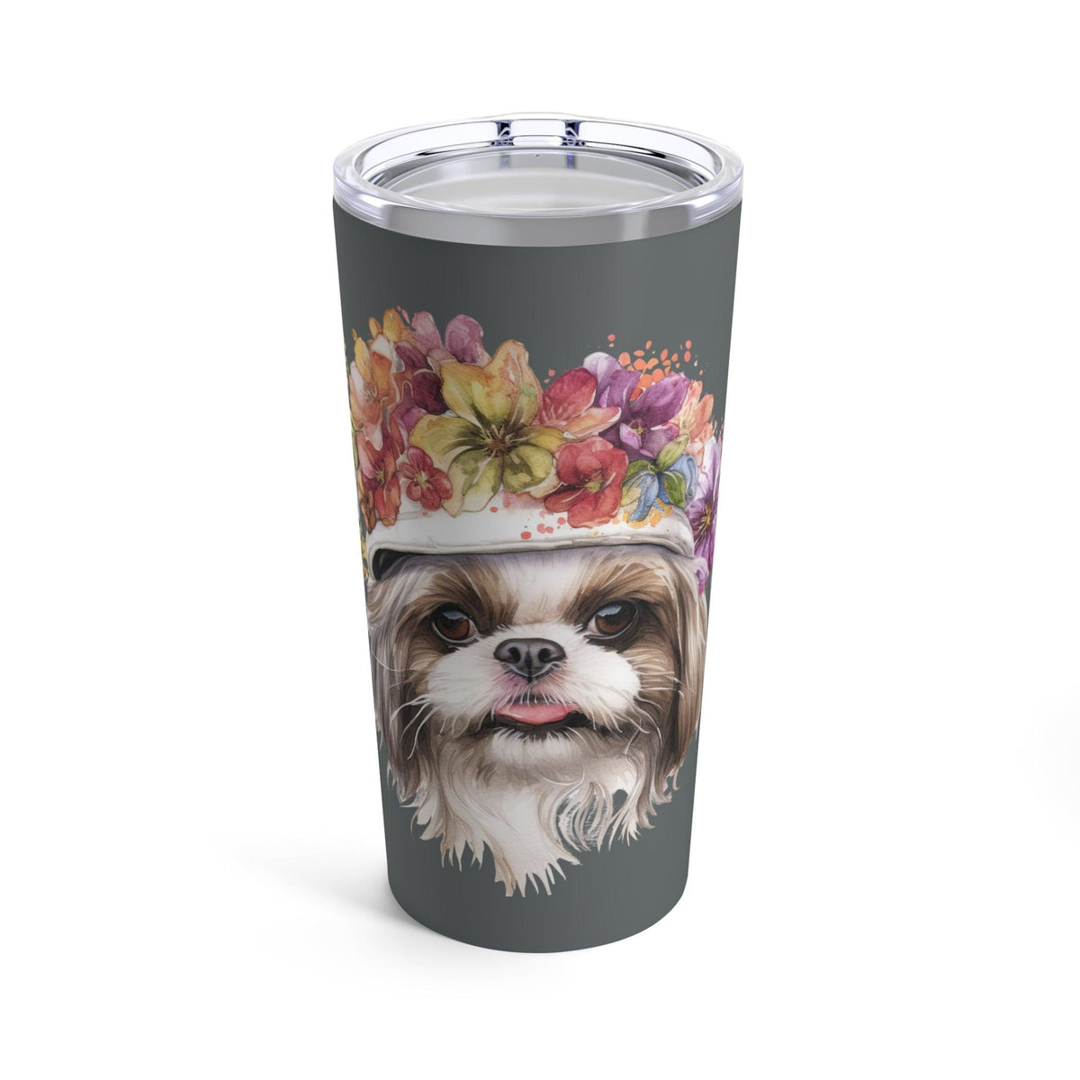 Shih Tzu With Flowers Hat Tumbler - Shih Tzu Gifts