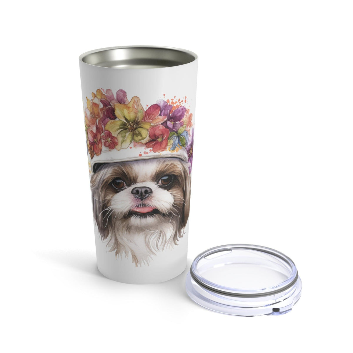 Shih Tzu With Flowers Hat Tumbler - Shih Tzu Gifts