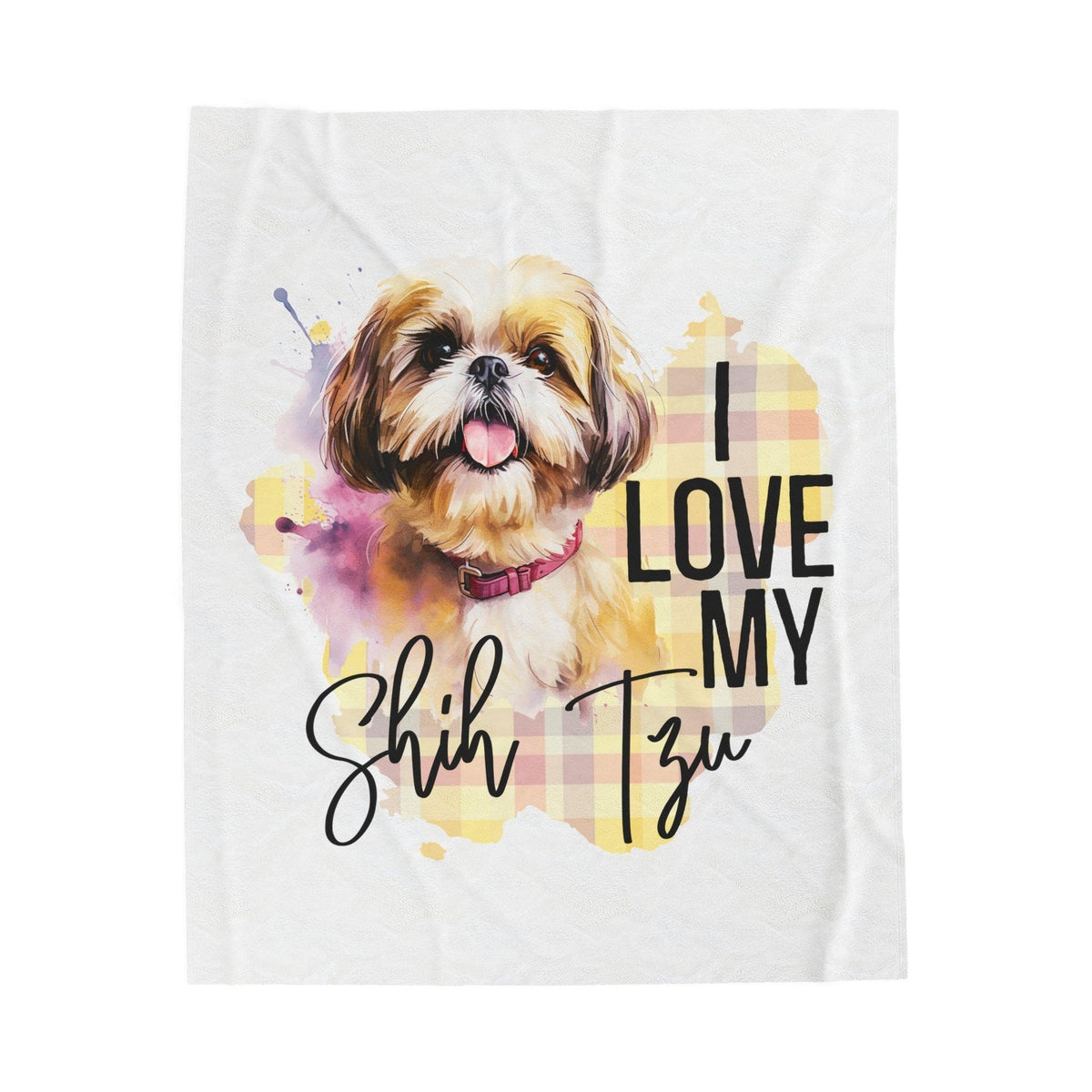 I Love My Shih Tzu Velveteen Plush Blanket - Shih Tzu Gifts
