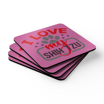 I Love My Shih Tzu Corkwood Coaster Set - Shih Tzu Gifts