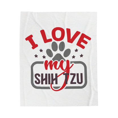 I Love My Shih Tzu Velveteen Plush Blanket - Shih Tzu Gifts