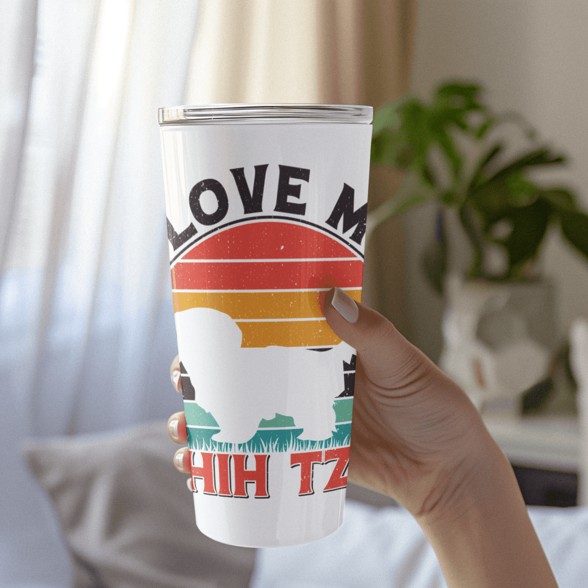 I Love My Shih Tzu With Rainbow Tumbler - Shih Tzu Gifts