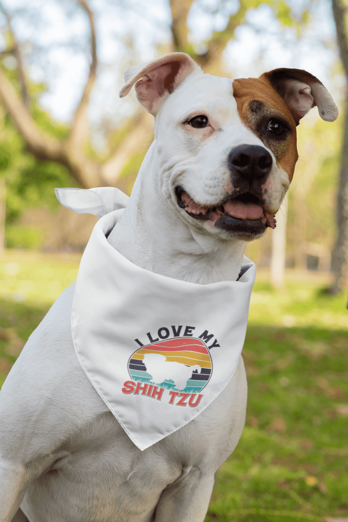 I Love My Shih Tzu With Rainbow Pet Bandana - Shih Tzu Gifts