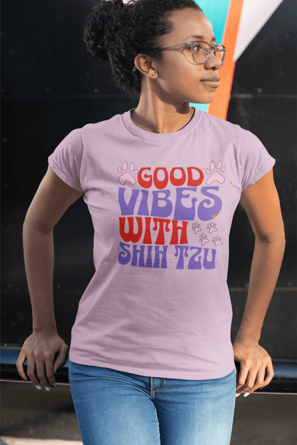 Good Vibes with Shih Tzu T-Shirt – Fun Gift for Shih Tzu Lovers