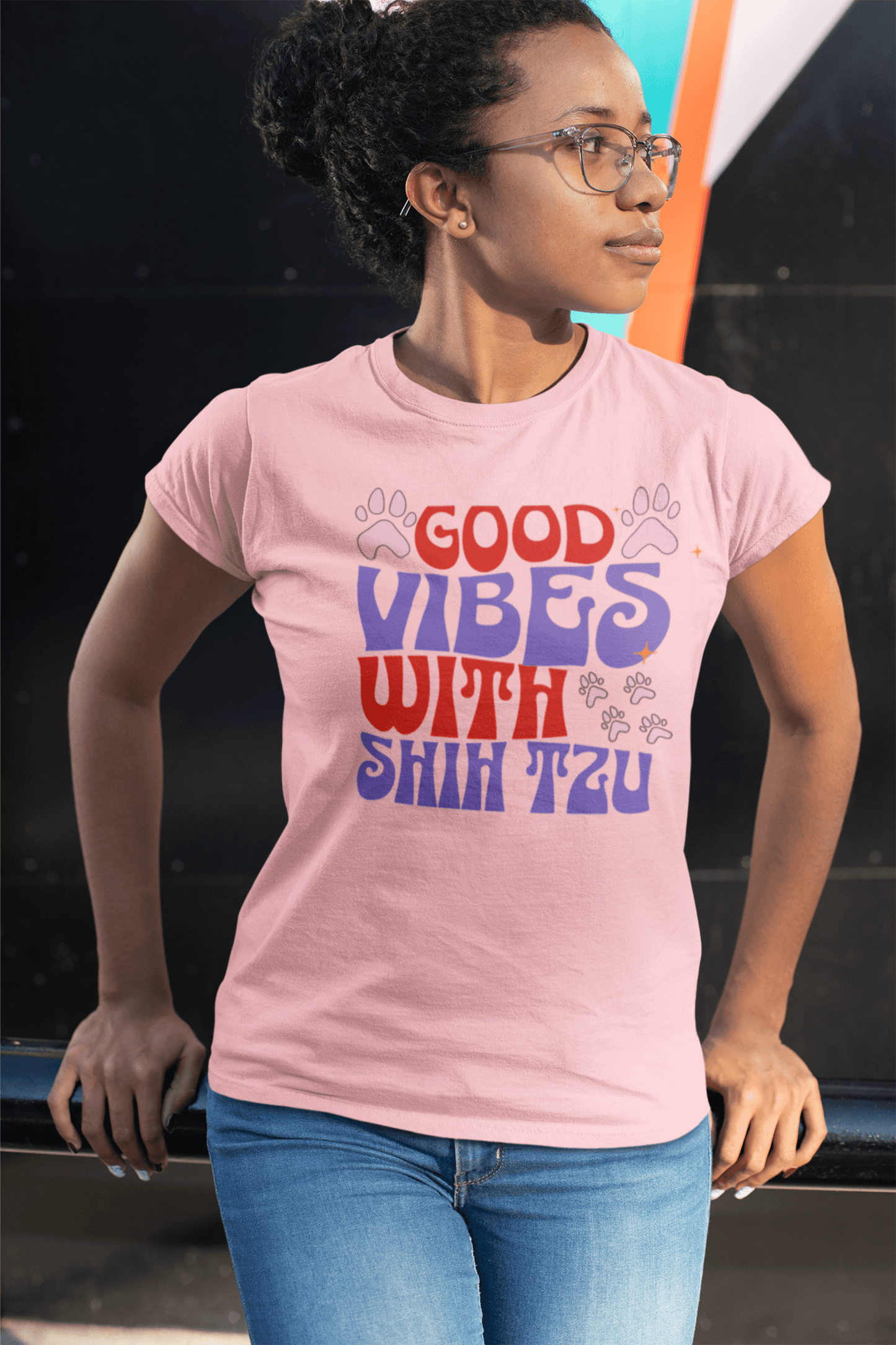 Good Vibes with Shih Tzu T-Shirt – Fun Gift for Shih Tzu Lovers