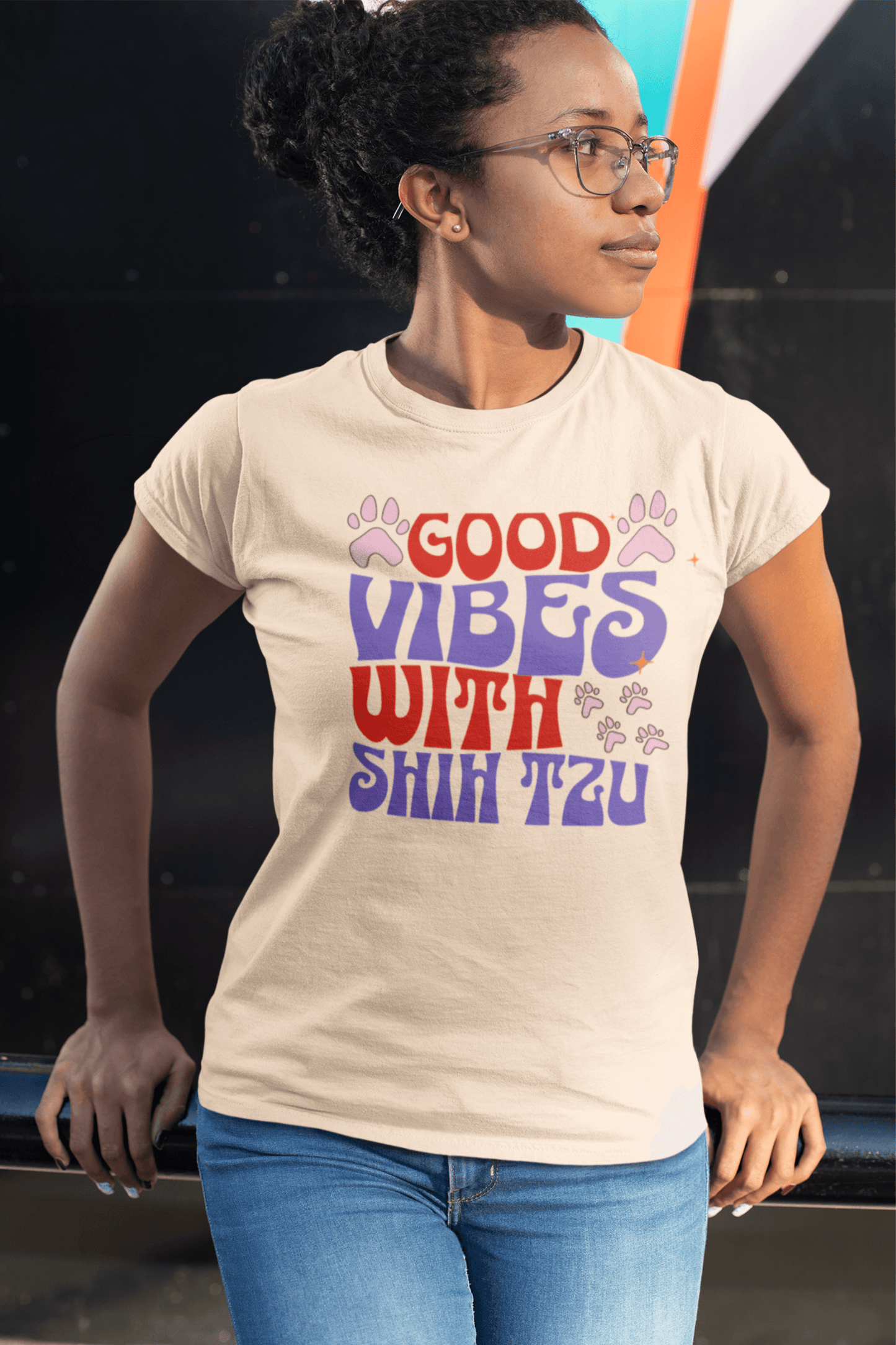 Good Vibes with Shih Tzu T-Shirt – Fun Gift for Shih Tzu Lovers