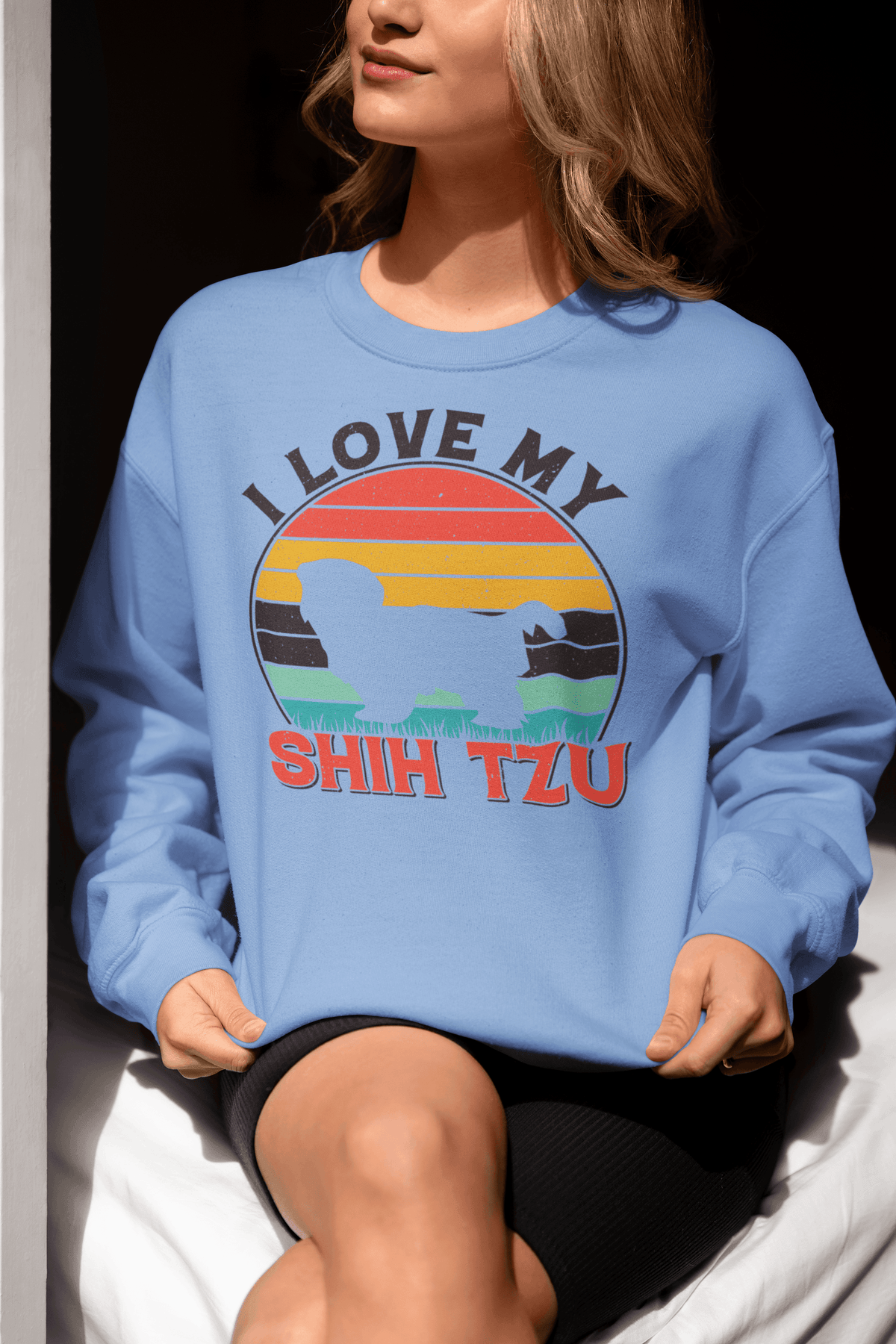 I Love My Shih Tzu With Rainbow Sweatshirt - Shih Tzu Gifts
