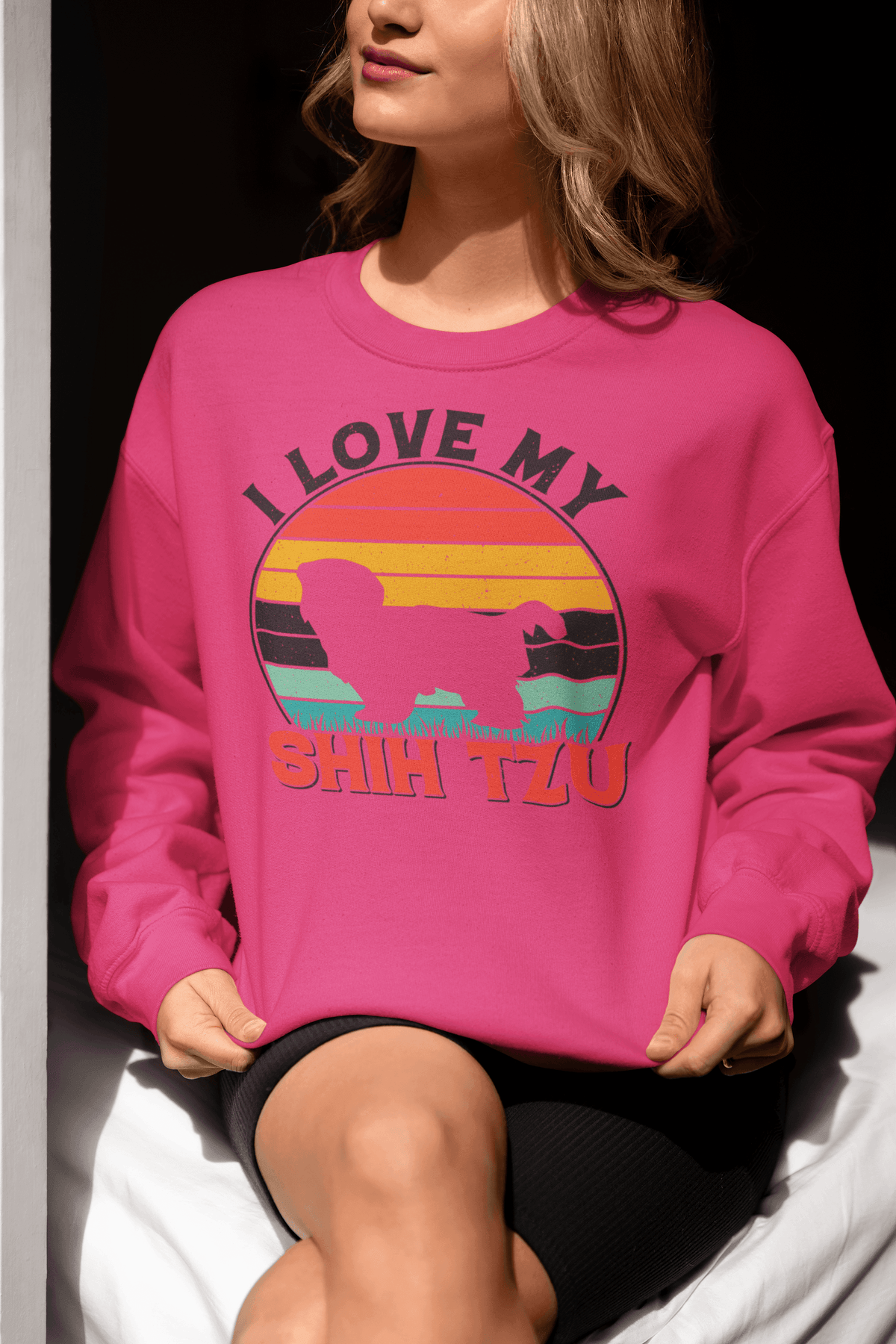 I Love My Shih Tzu With Rainbow Sweatshirt - Shih Tzu Gifts