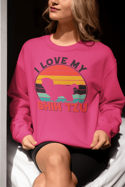 I Love My Shih Tzu With Rainbow Sweatshirt - Shih Tzu Gifts