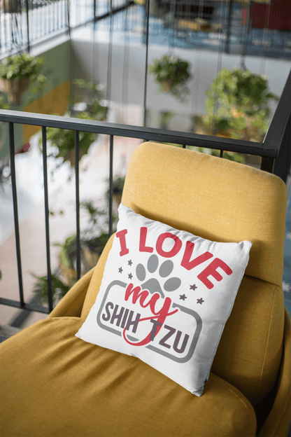 I Love My Shih Tzu Pillow White - Shih Tzu Gifts