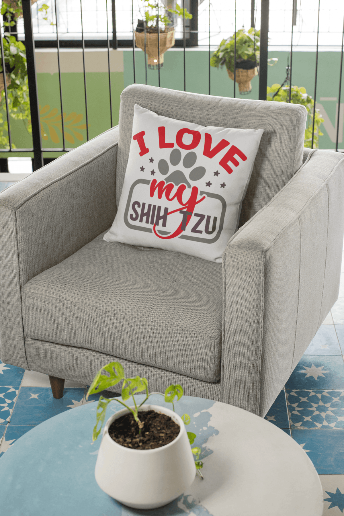 I Love My Shih Tzu Pillow White - Shih Tzu Gifts