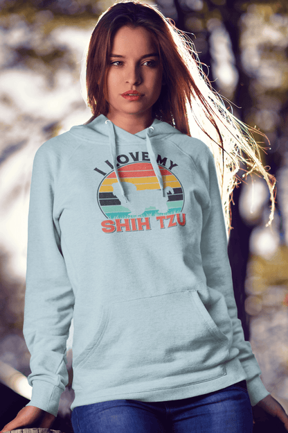 I Love My Shih Tzu With Rainbow Hooded Sweatshirt - Shih Tzu Gifts
