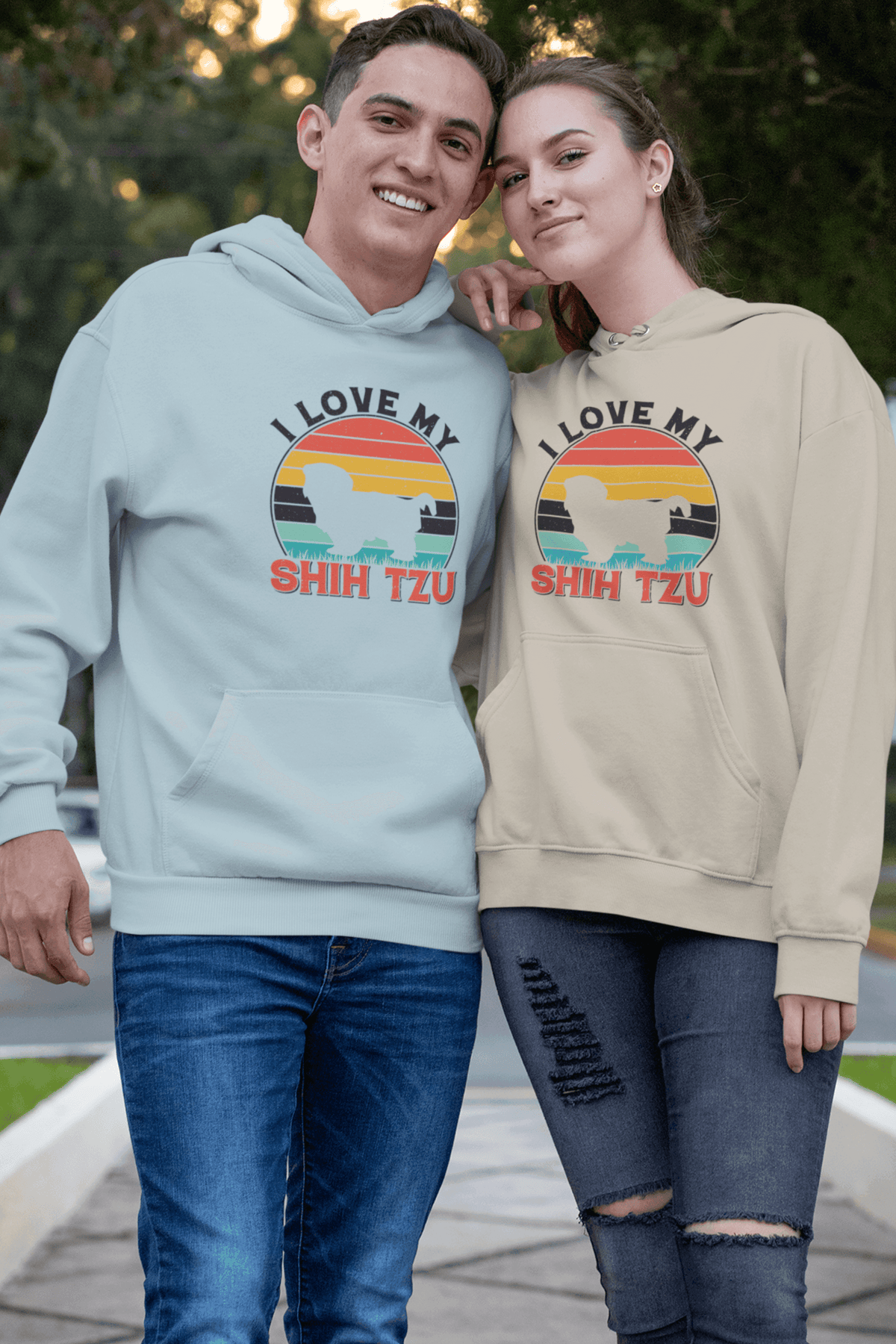 I Love My Shih Tzu With Rainbow Hooded Sweatshirt - Shih Tzu Gifts
