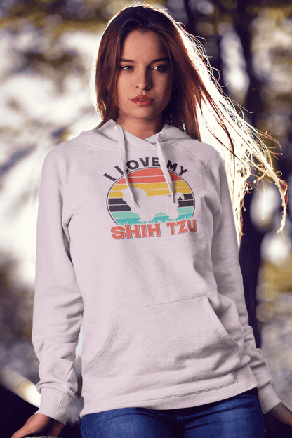 I Love My Shih Tzu With Rainbow Hooded Sweatshirt - Shih Tzu Gifts