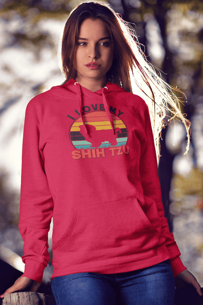 I Love My Shih Tzu With Rainbow Hooded Sweatshirt - Shih Tzu Gifts