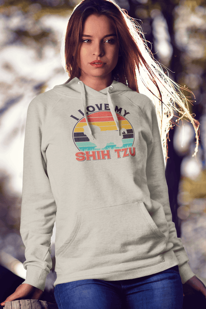 I Love My Shih Tzu With Rainbow Hooded Sweatshirt - Shih Tzu Gifts