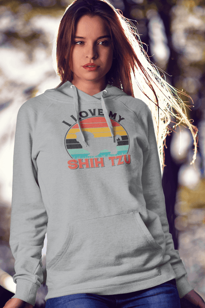 I Love My Shih Tzu With Rainbow Hooded Sweatshirt - Shih Tzu Gifts