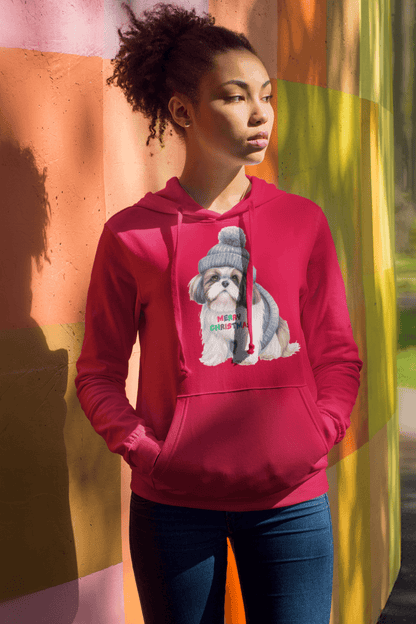 Merry Christmas Shih Tzu Hoodie - Festive Gift for Dog and Shih Tzu Lovers - Shih Tzu Gifts