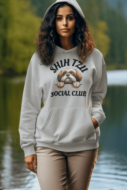 Shih Tzu Social Club Hooded Sweatshirt - Shih Tzu Gifts
